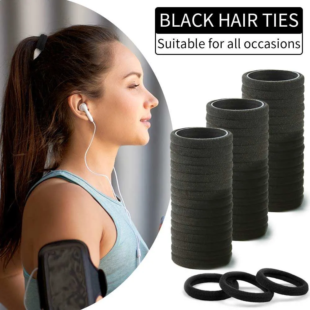 100PCS Black Hair Ties for Ponytails