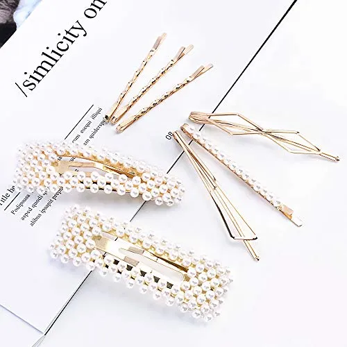 20Pcs Pearl Hair Clips - Cehomi Fashion Korean Style Pearls Hair Barrettes Sweet Artificial Macaron Acrylic Resin Barrettes Hairpins for Women,Ladies and Girls Headwear Styling Tools Hair Accessories