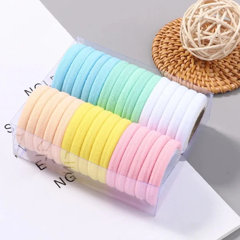 30Pcs/Set of Women's Multicolor Elastic Rubber Hair Bands