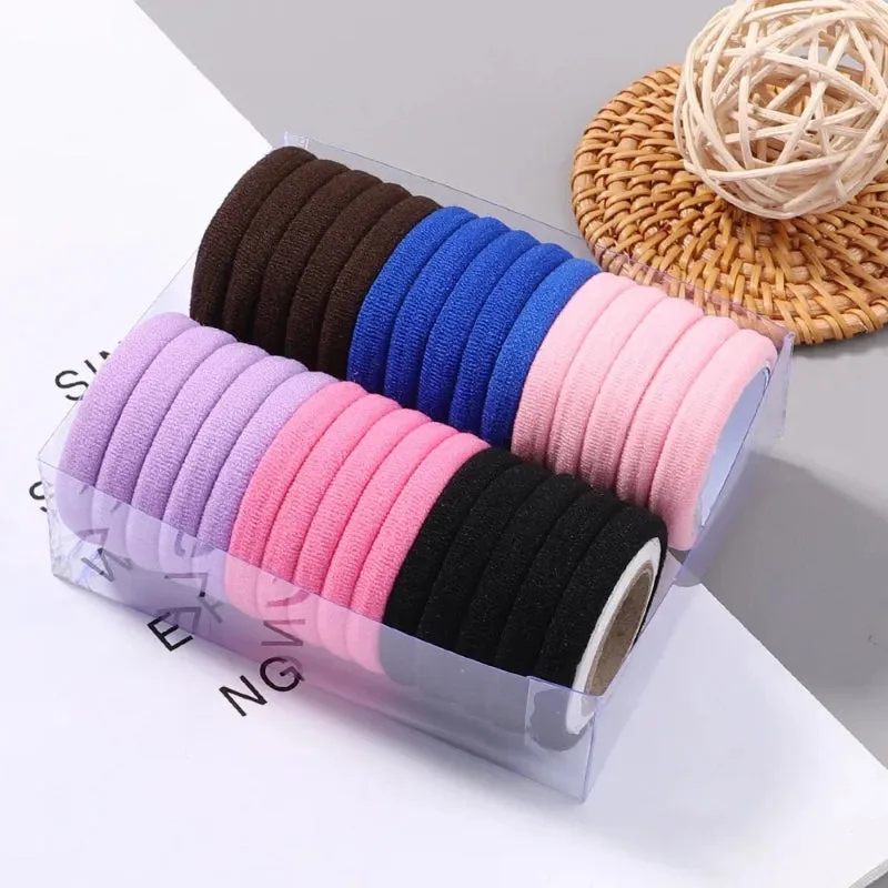 30Pcs/Set of Women's Multicolor Elastic Rubber Hair Bands