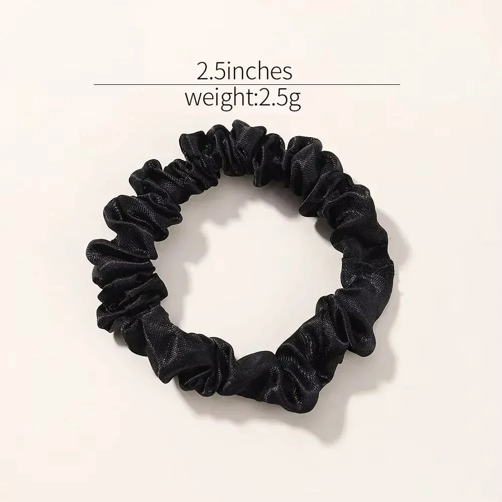 6 Pcs Elegant Silk Hair Scrunchies – Minimalist Elastic Ponytail Ties