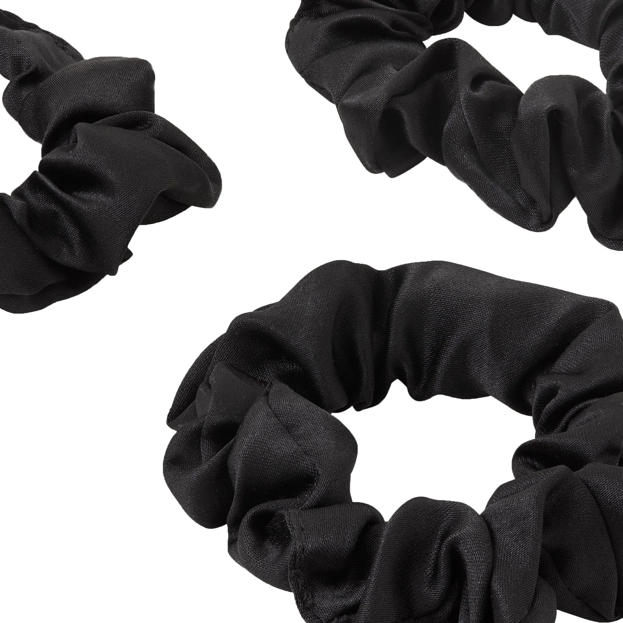 Accessorize London Black  Set Of 3 Satin Medium Scrunchy Pack