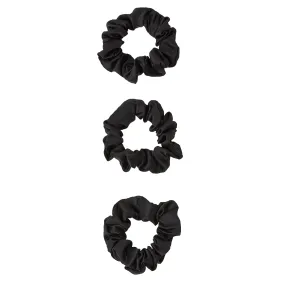 Accessorize London Black  Set Of 3 Satin Medium Scrunchy Pack