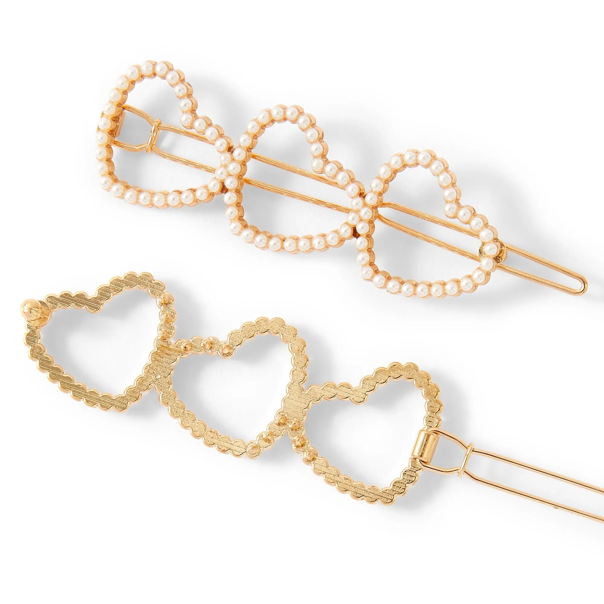 Accessorize London Women's 2 X Pearl Heart Hair Clips