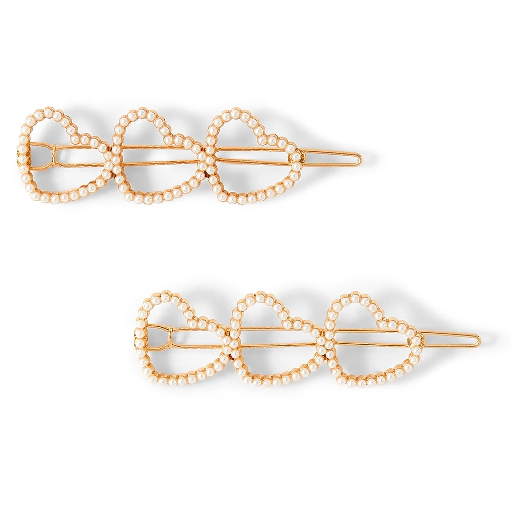 Accessorize London Women's 2 X Pearl Heart Hair Clips