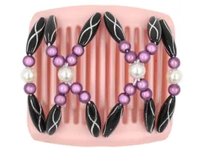 African Butterfly Chameleon Hair Comb - Dalena Pink Pearl 09