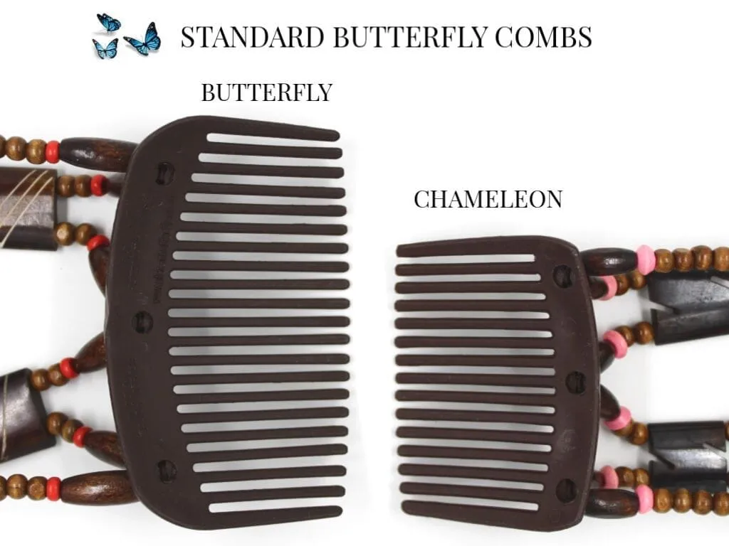 African Butterfly Chameleon Hair Comb - Dalena Pink Pearl 09