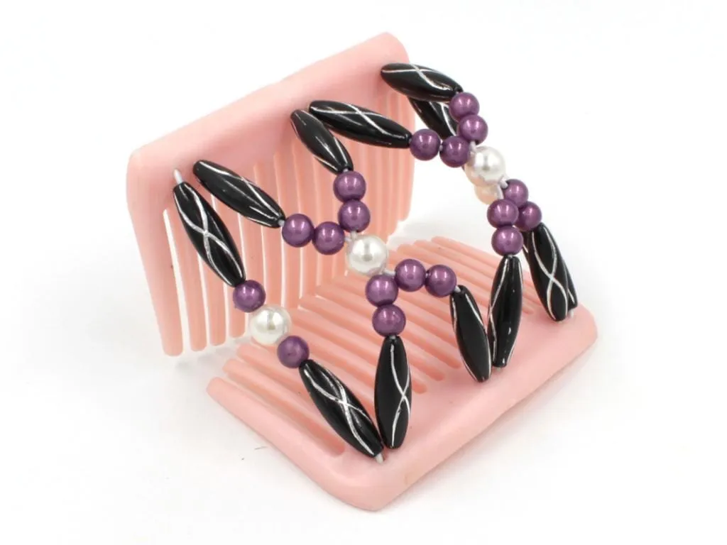 African Butterfly Chameleon Hair Comb - Dalena Pink Pearl 09