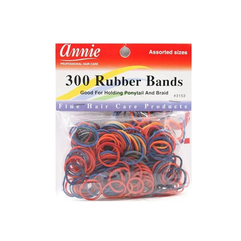 Annie 300 Rubber Bands Assorted Size Multi Coloured