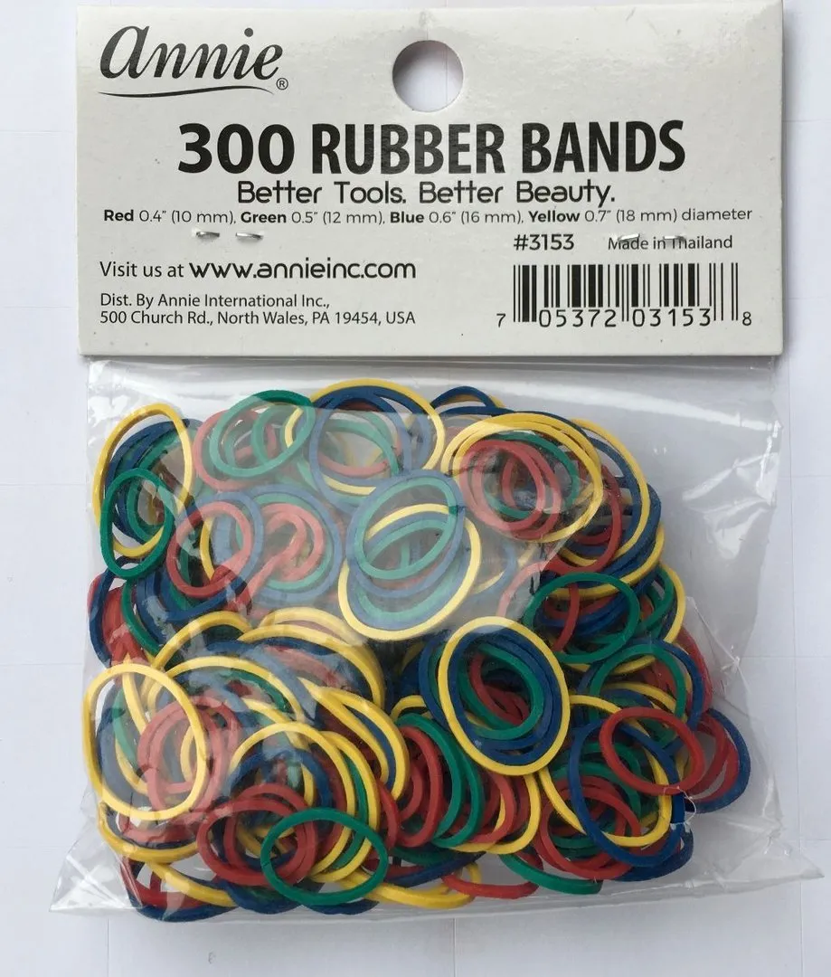 Annie 300 Rubber Bands Assorted Size Multi Coloured