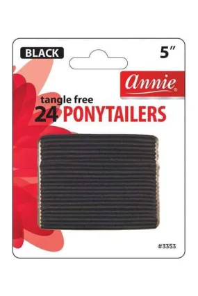 Annie #3353 Tangle Free Black Ponytailers 5" 24 ct