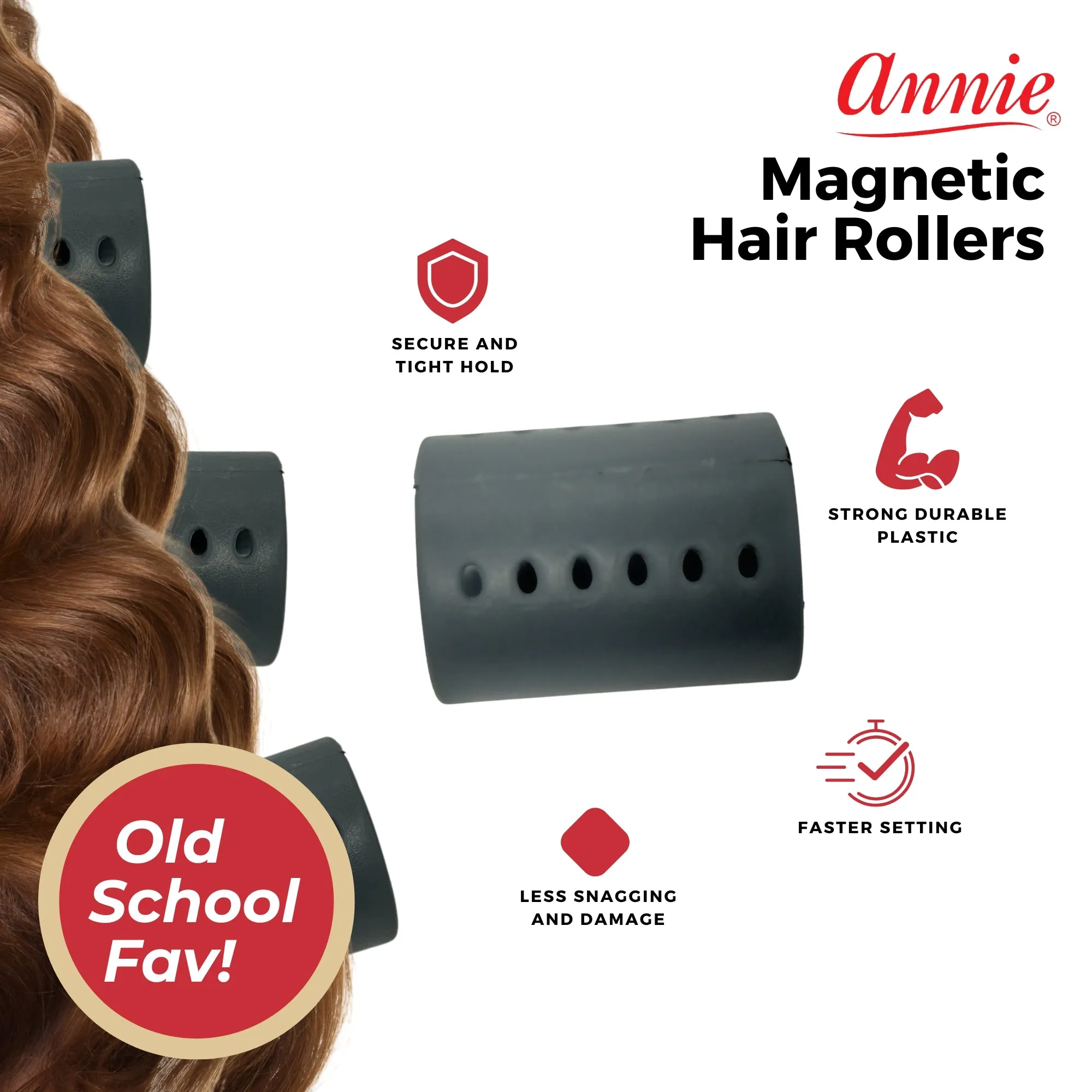 Annie Magnetic Rollers 2In 12Ct Gray