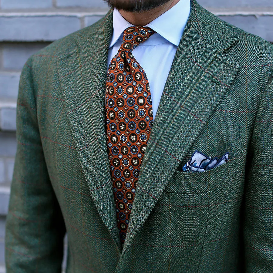 Anniversary Collection - Floral Printed Silk Tie - Rust