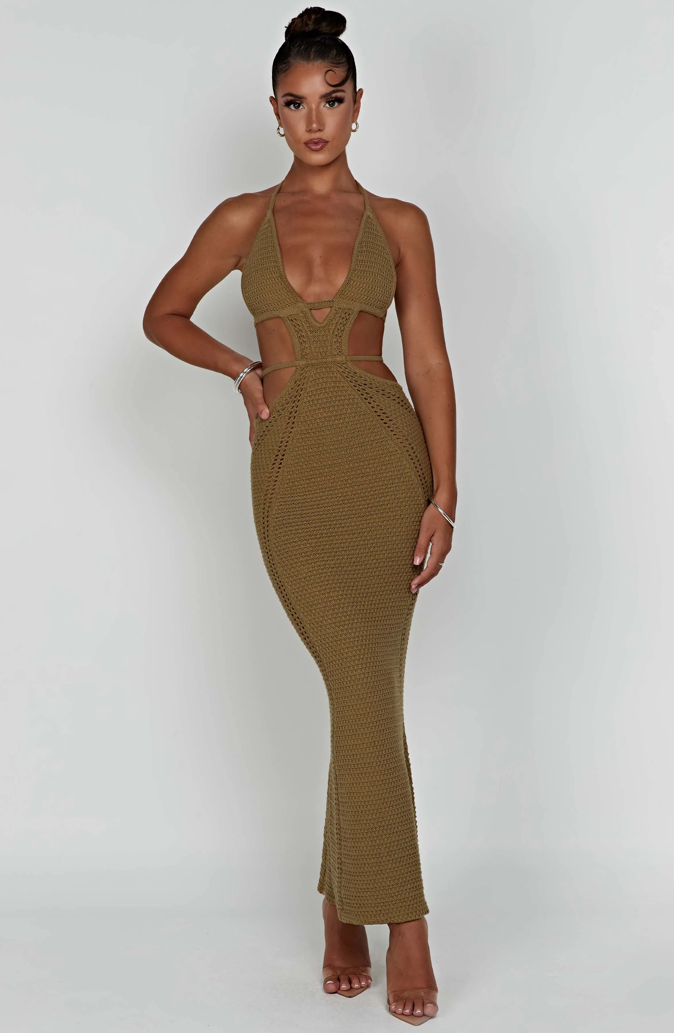 Arabella Maxi Graceful Dress - Khaki