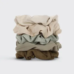 Assorted Textured Scrunchies 5pc Set - Eucalyptus