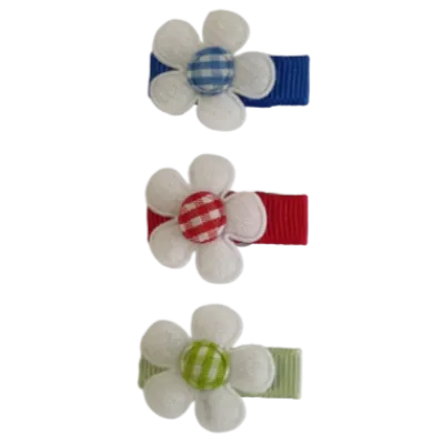 Baby Non Slip Hair Clip - Bright Checked Daisy Set (2 colour options)