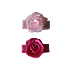 Baby Non Slip Hair Clip - Mini Rose 2 pc Set