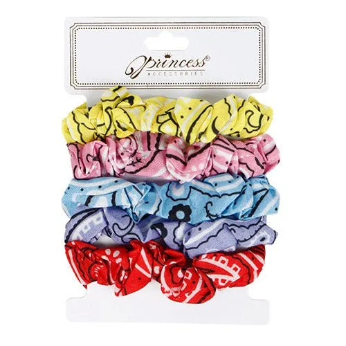 Bandana Hair Scrunchies Bobbles Soft Hair Ties Ropes 5pcs