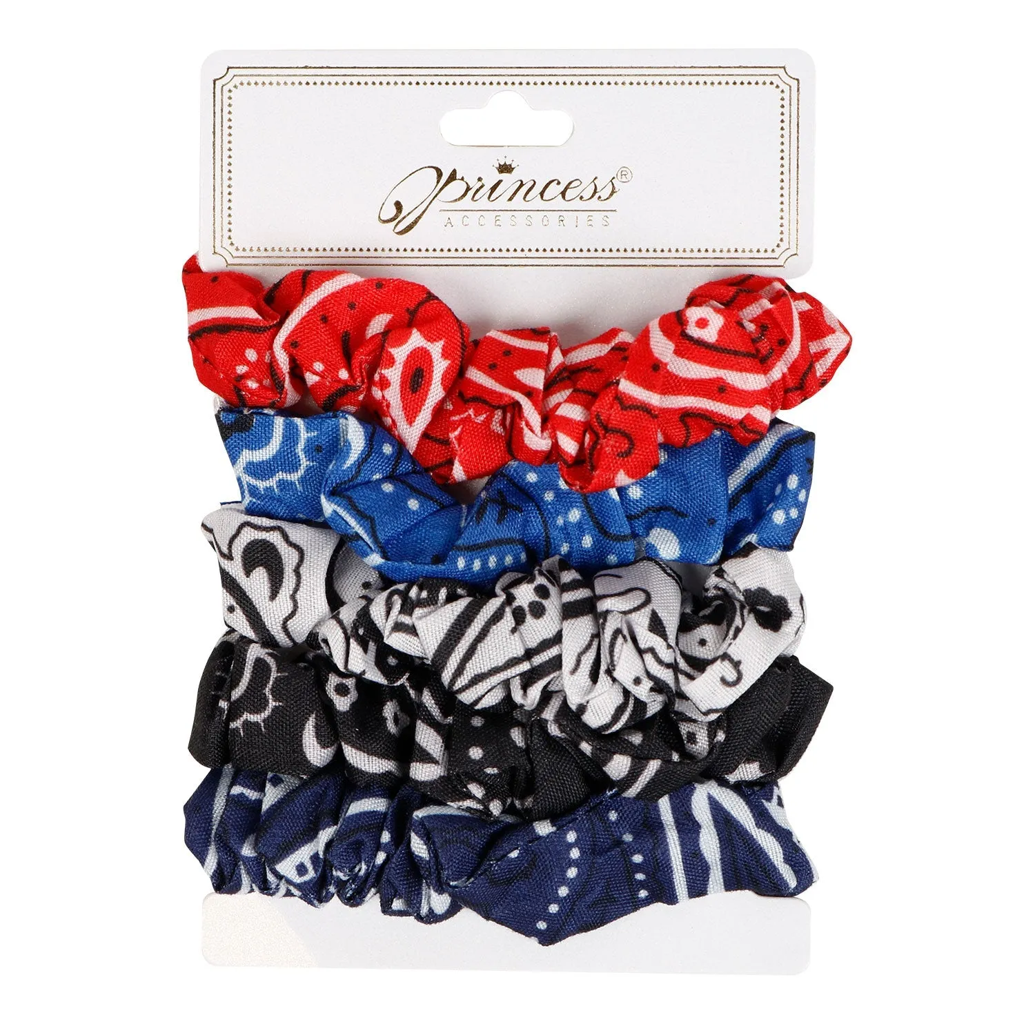 Bandana Hair Scrunchies Bobbles Soft Hair Ties Ropes 5pcs