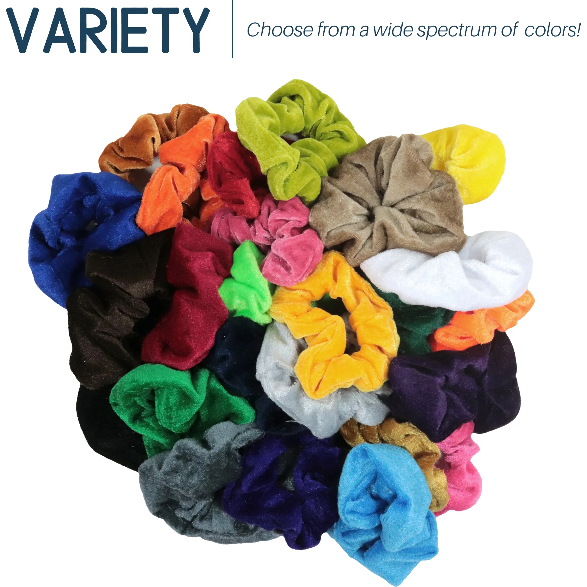 Basic Velvet Scrunchies - 12 Pack