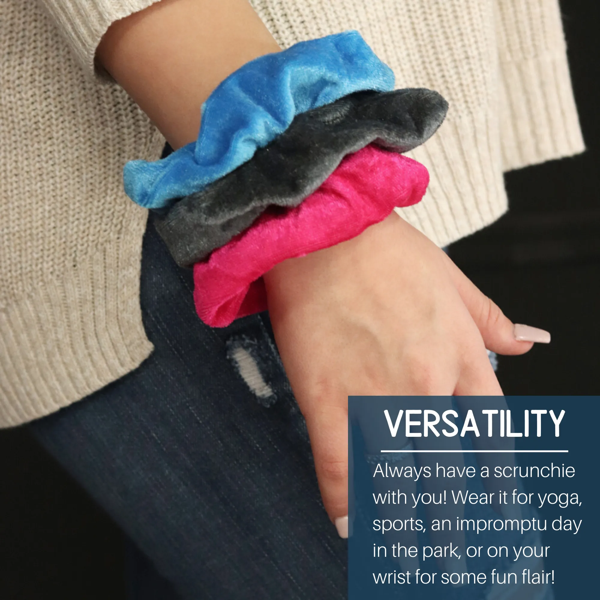 Basic Velvet Scrunchies - 12 Pack