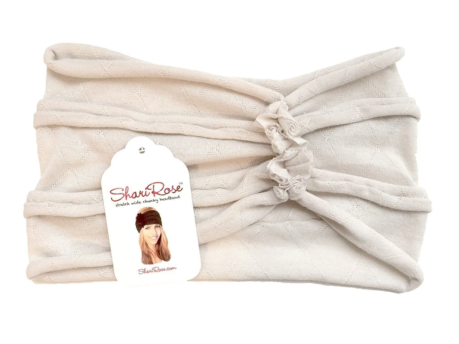 Beige Stretch Chunky Wide Head-band Hair-band Boho Chic Head-wrap (Cream - 058)