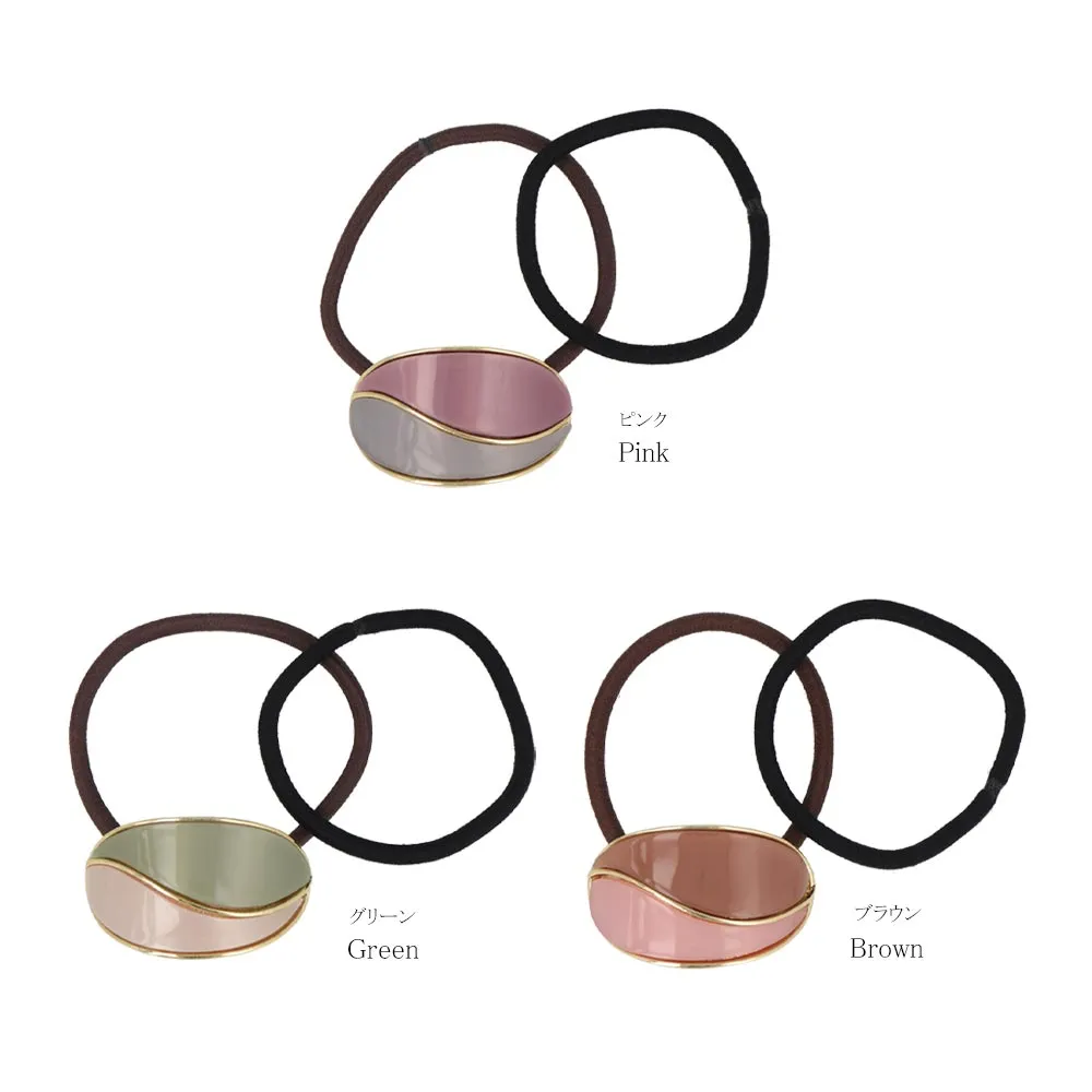 Bicolor Oval Ponytail Holder