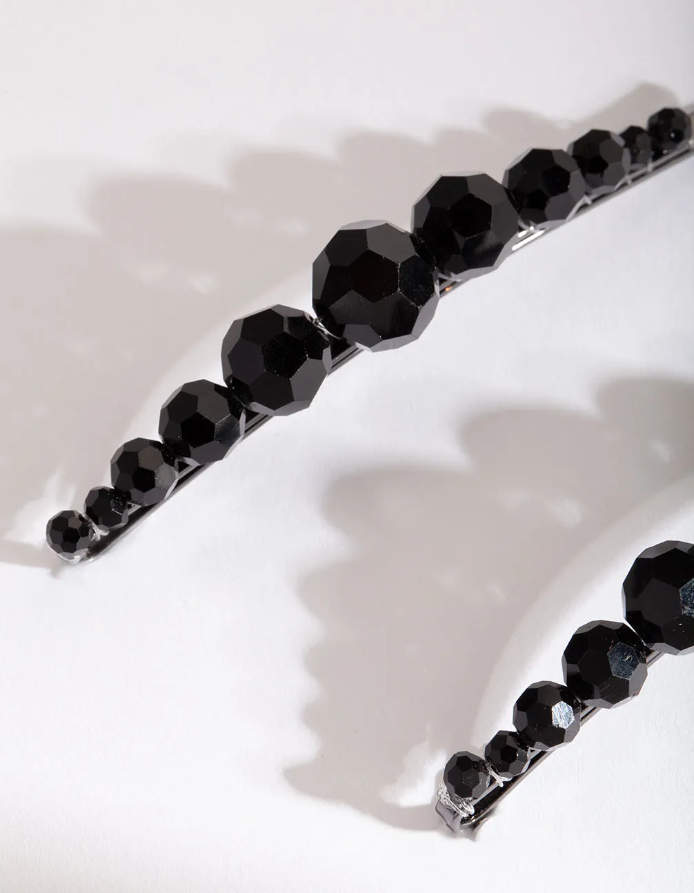 Black Glass Bead Hair Clip Pack