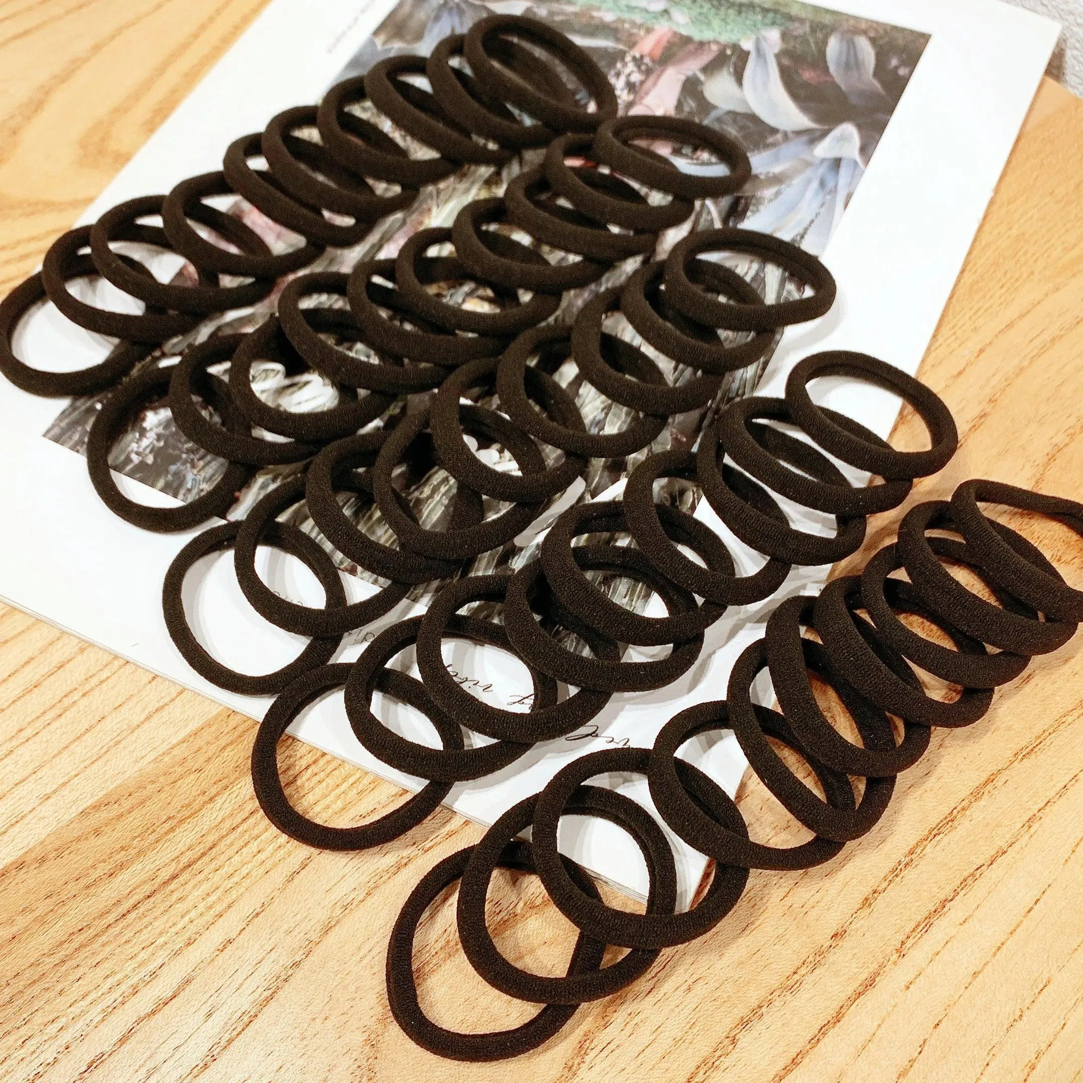 Black Hair Ties Set: Stylish Elastic Ponytail Scrunchies for All Hair Types