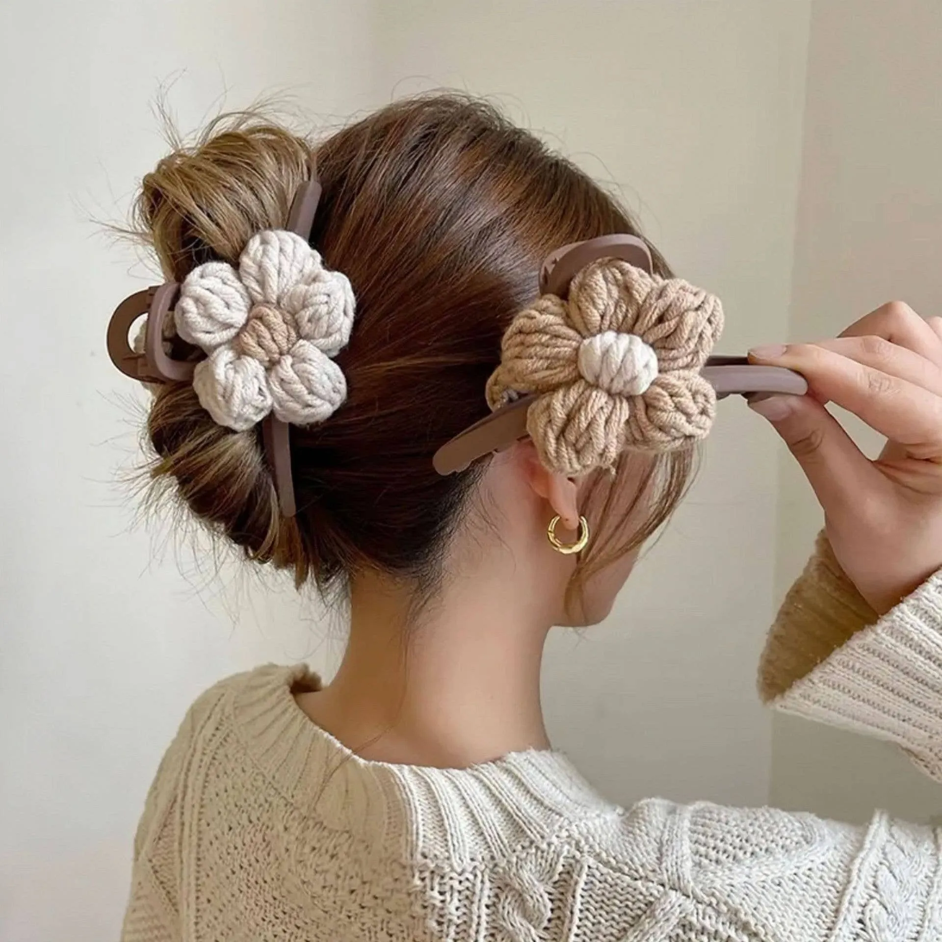 Braid Flower Claw Clip