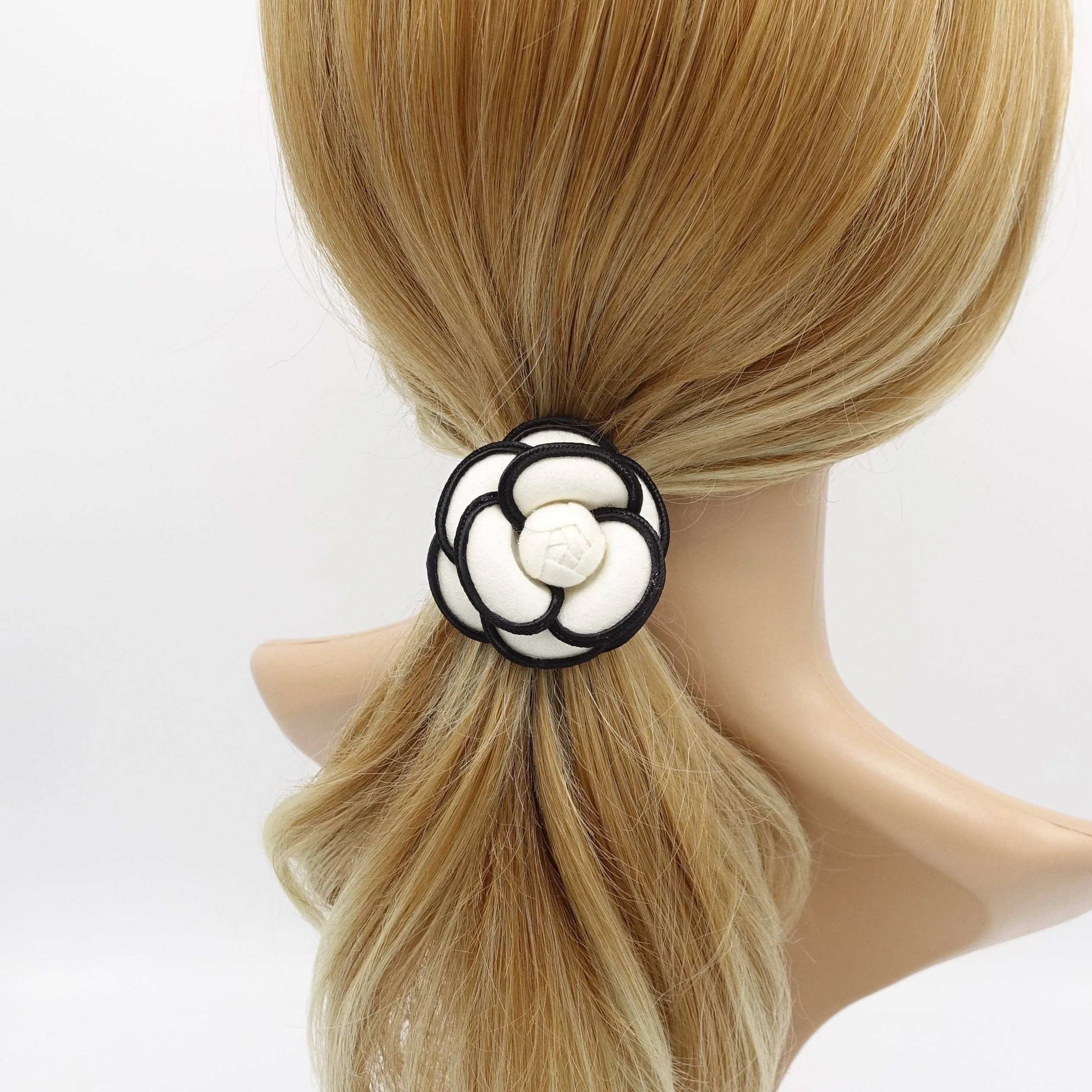 camellia hair elastic ponytail holder