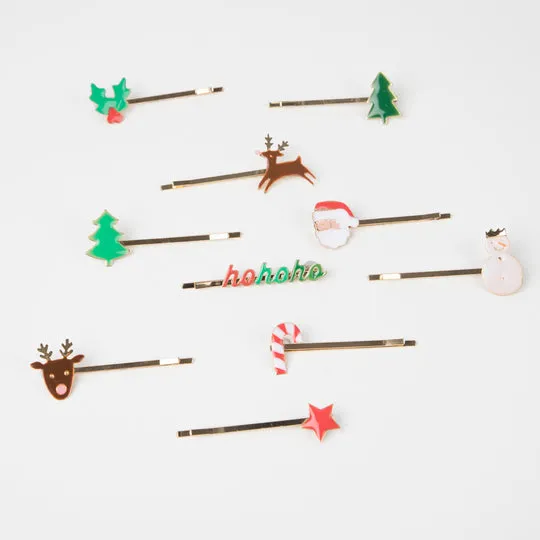 Christmas Enamel Hair Slides (x 10)