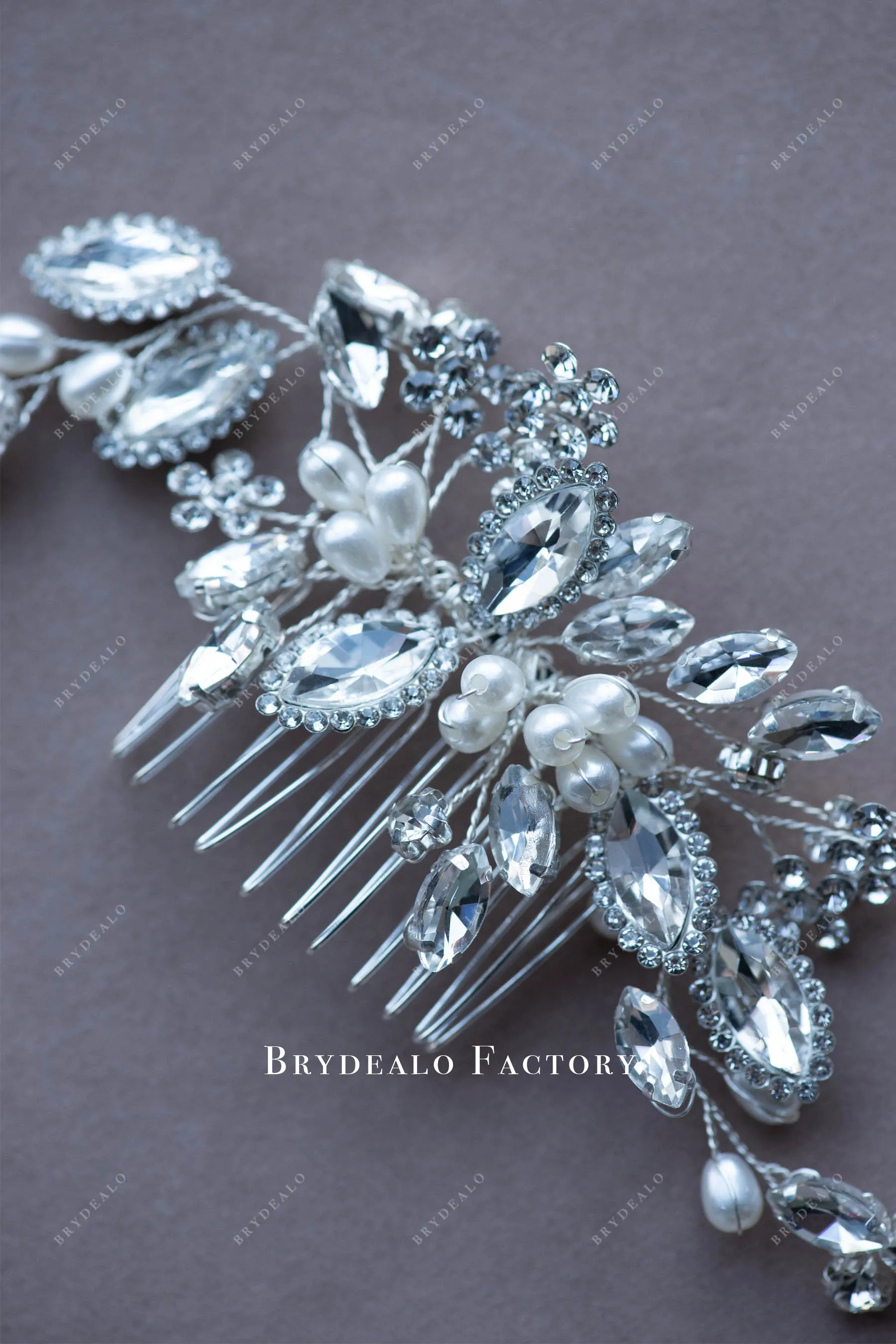 Crystal Comb with Millet Pearls for Bridal Hair