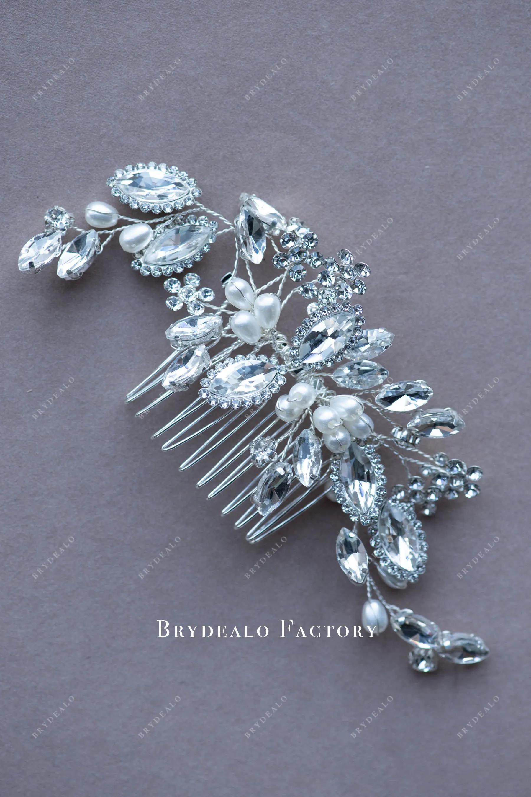 Crystal Comb with Millet Pearls for Bridal Hair