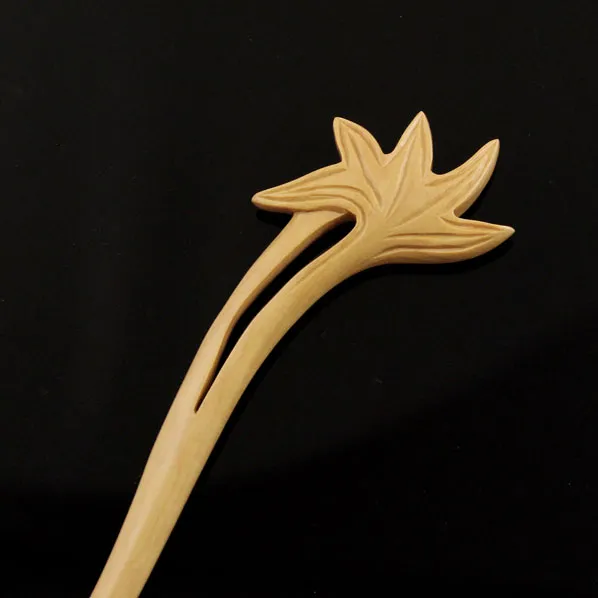 CrystalMood Handmade Carved Wood Hair Stick Fall 6.5" Boxwood