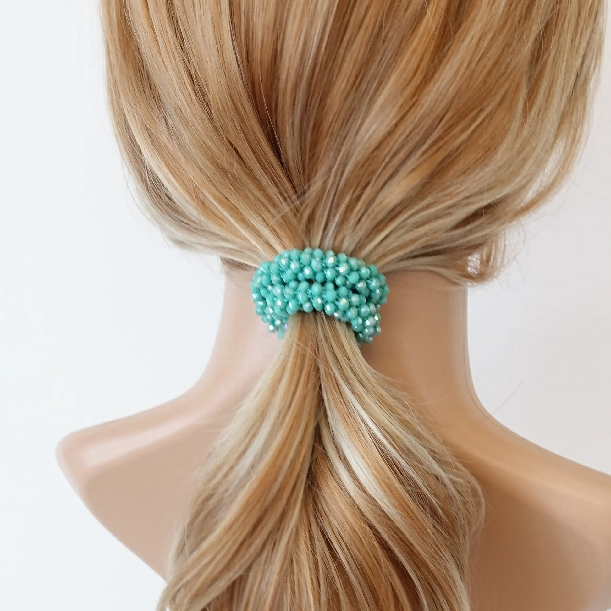 dazzling glass crystal beaded hair elastic ponytail holder simple hair tie woman hair accessories