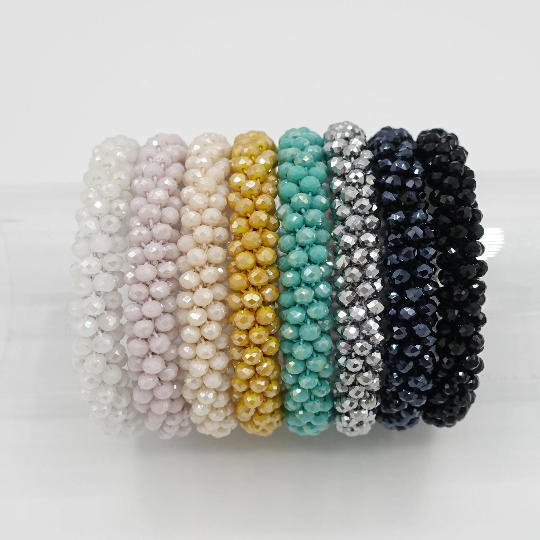 dazzling glass crystal beaded hair elastic ponytail holder simple hair tie woman hair accessories