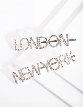 Diamante London New York Hair Pin Pack