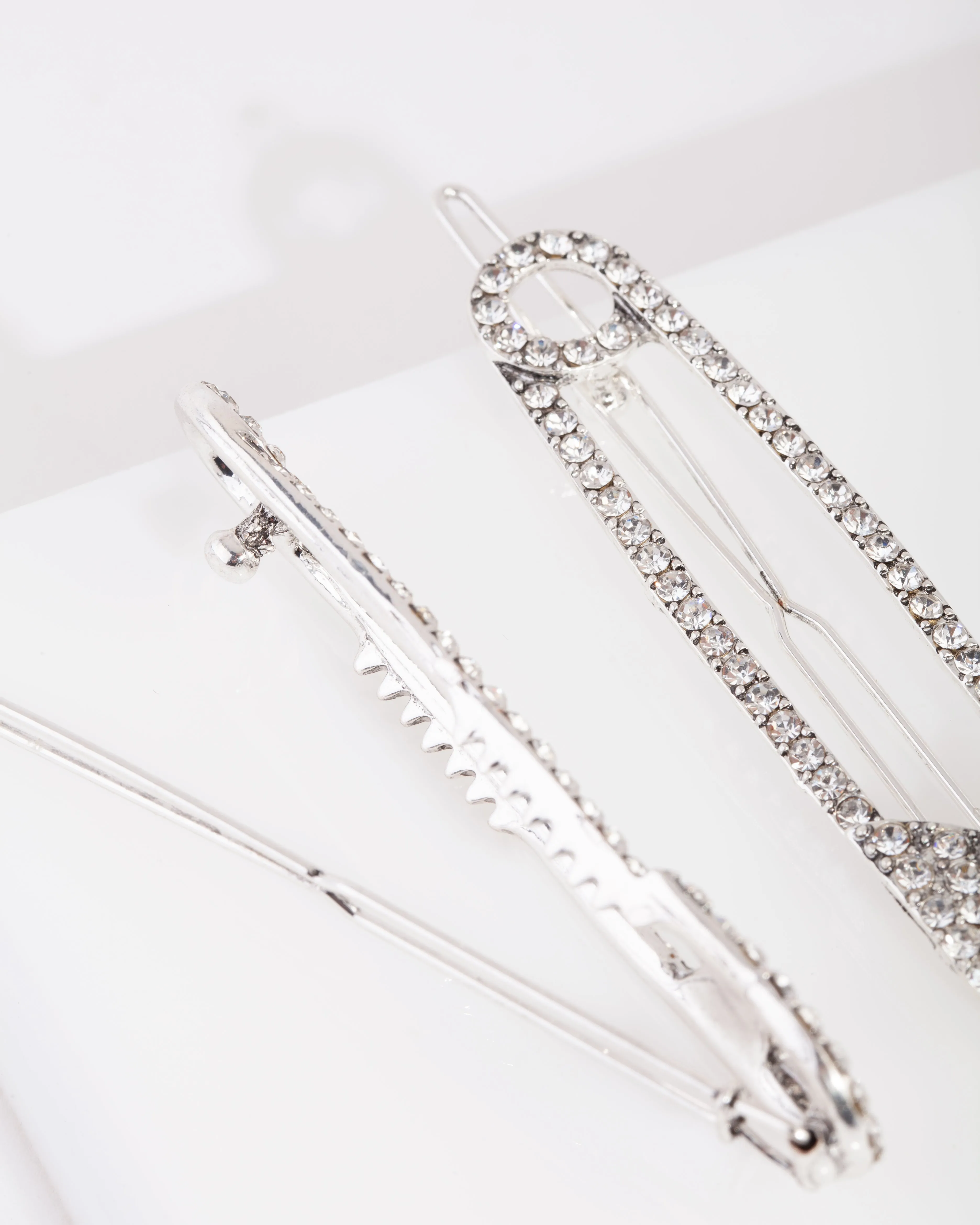 Diamante Safety Pin Hair Clip Pack