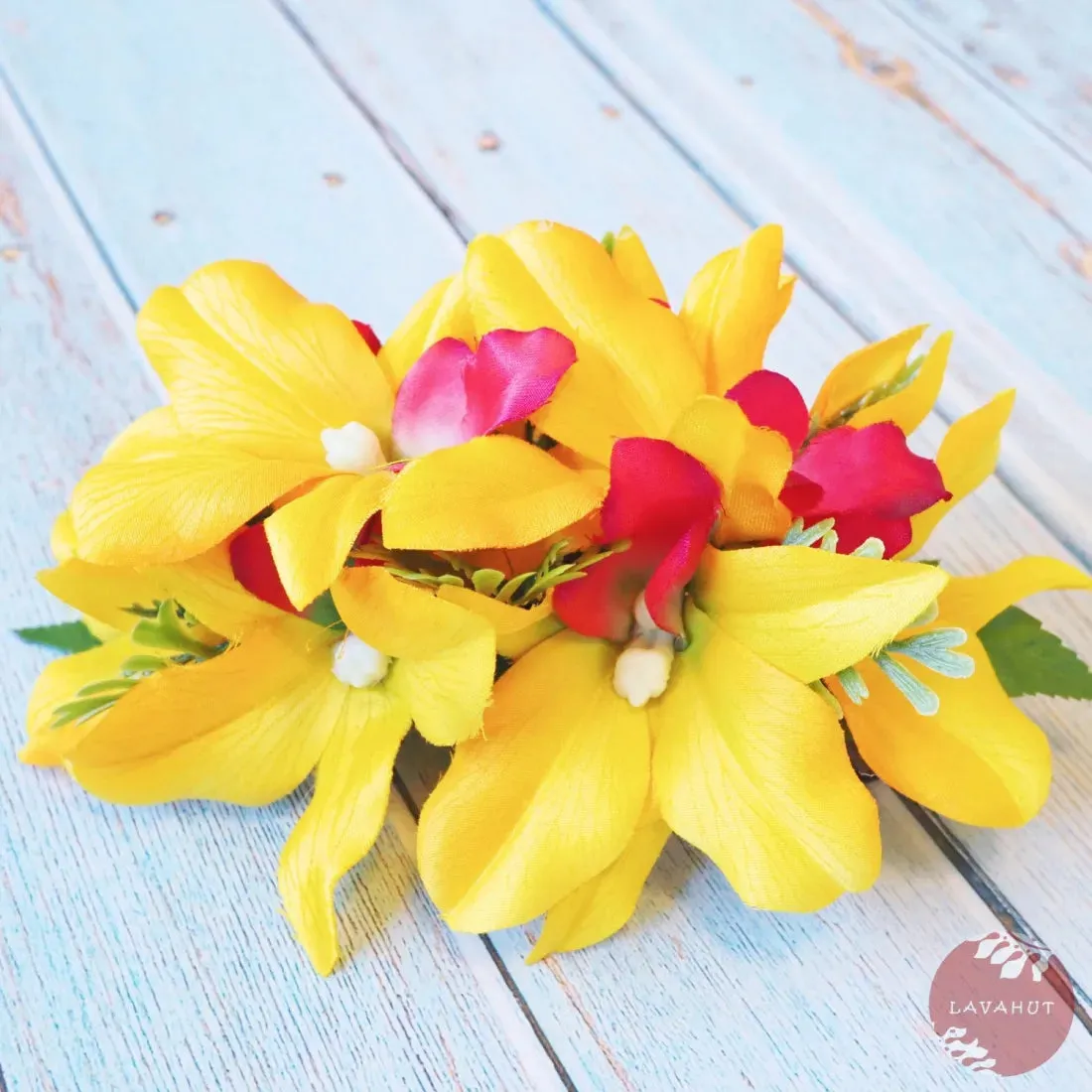 Eden Yellow Hawaiian Flower Hair Clip