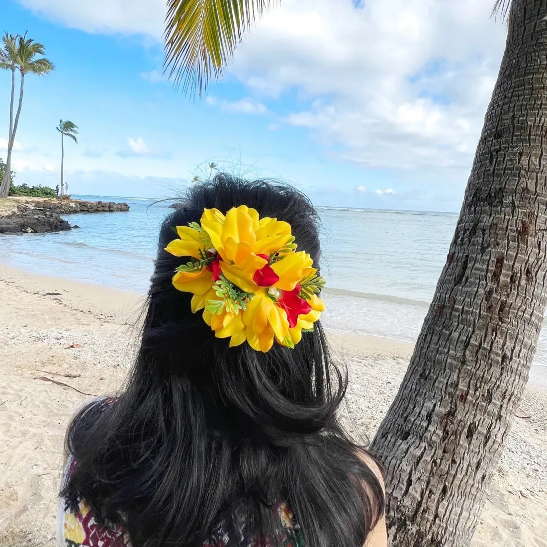 Eden Yellow Hawaiian Flower Hair Clip