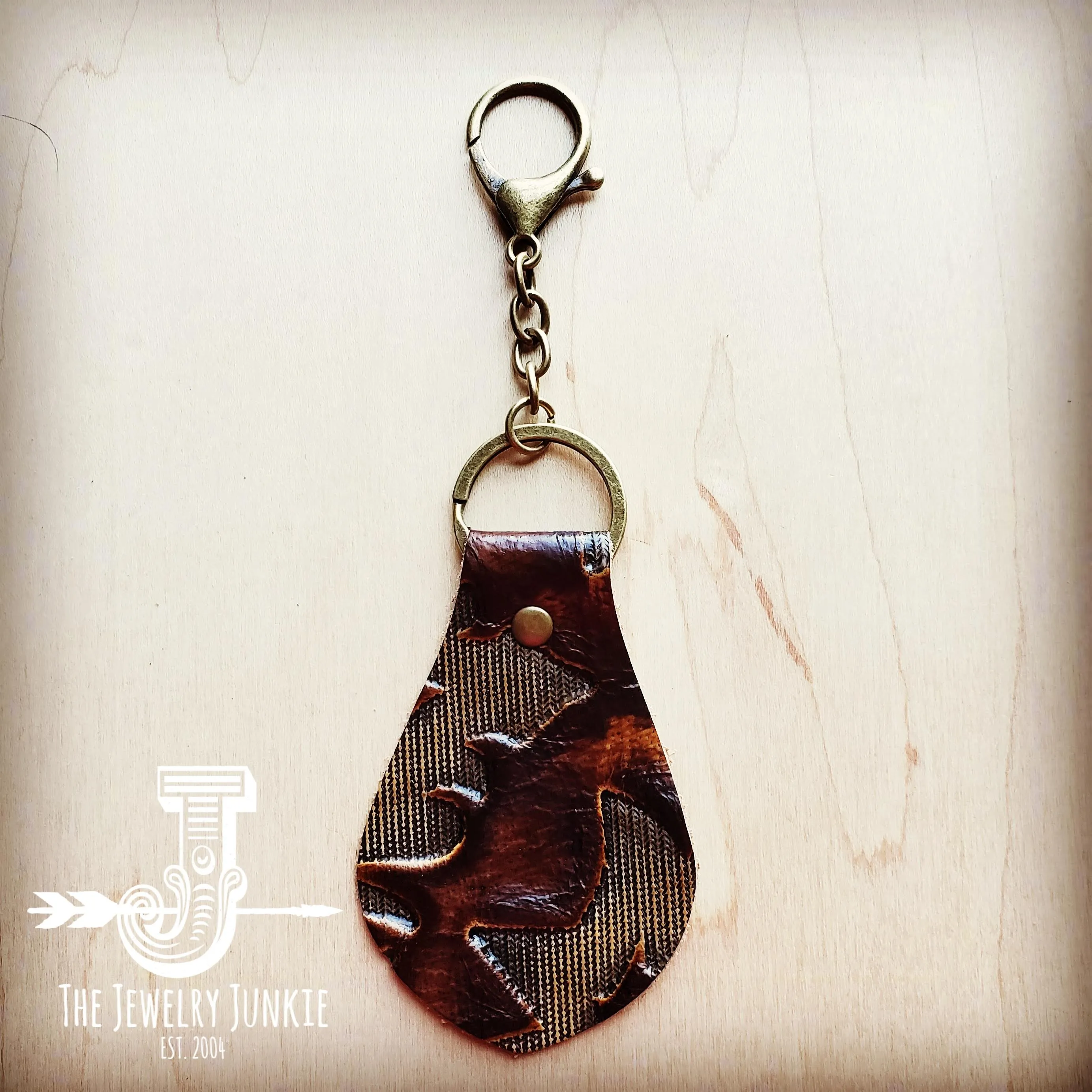 Embossed Leather Key Chain - Brown Laredo 700w