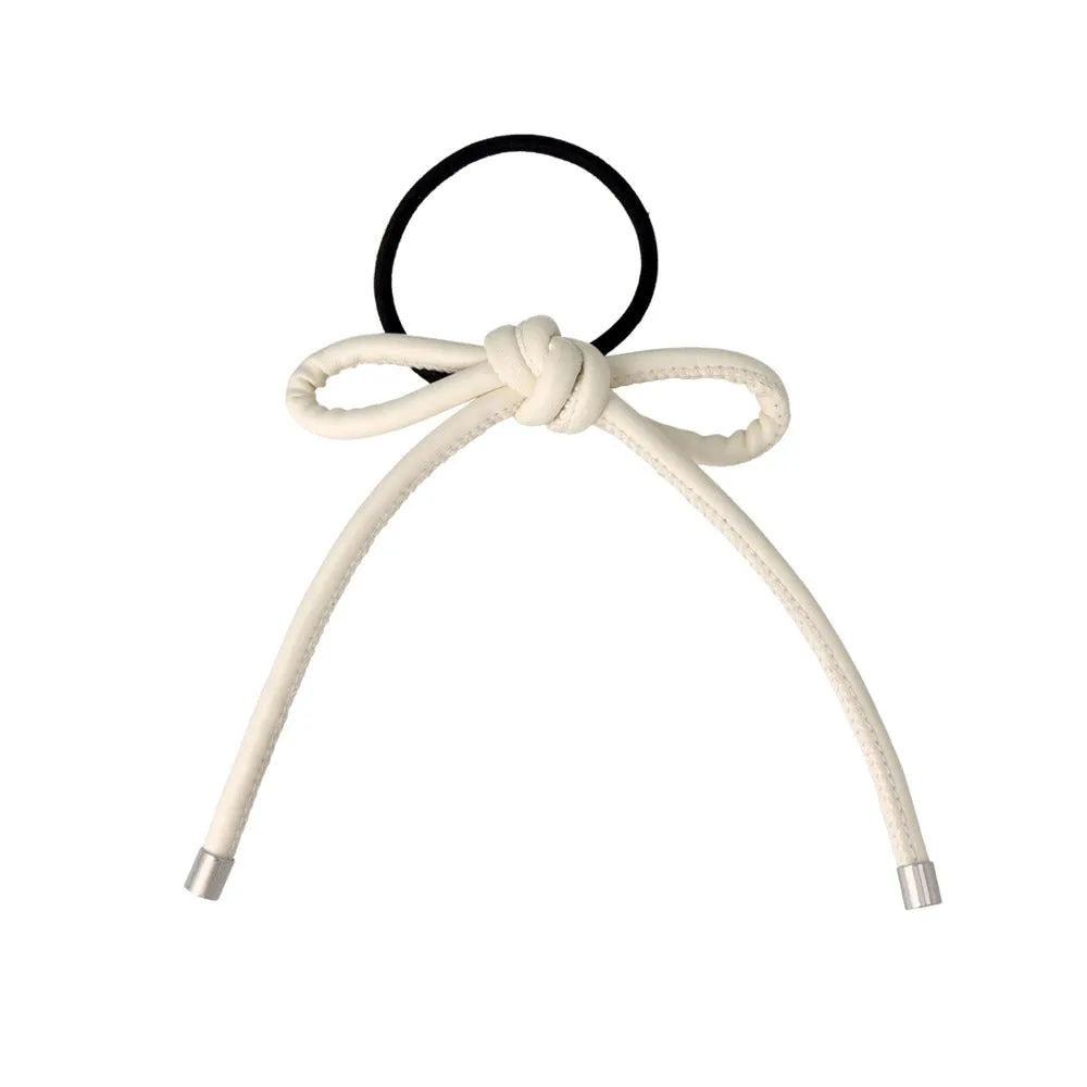 Faux Leather Bow Knot Hair Tie