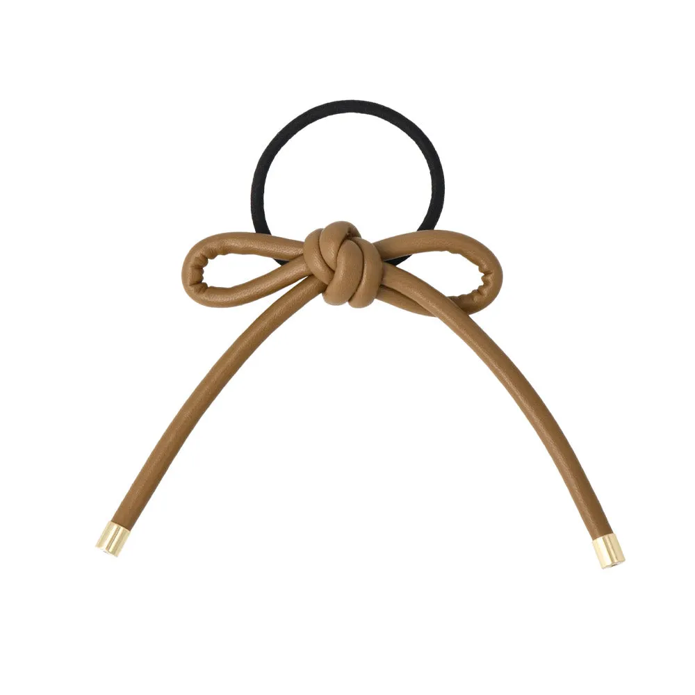 Faux Leather Bow Knot Hair Tie