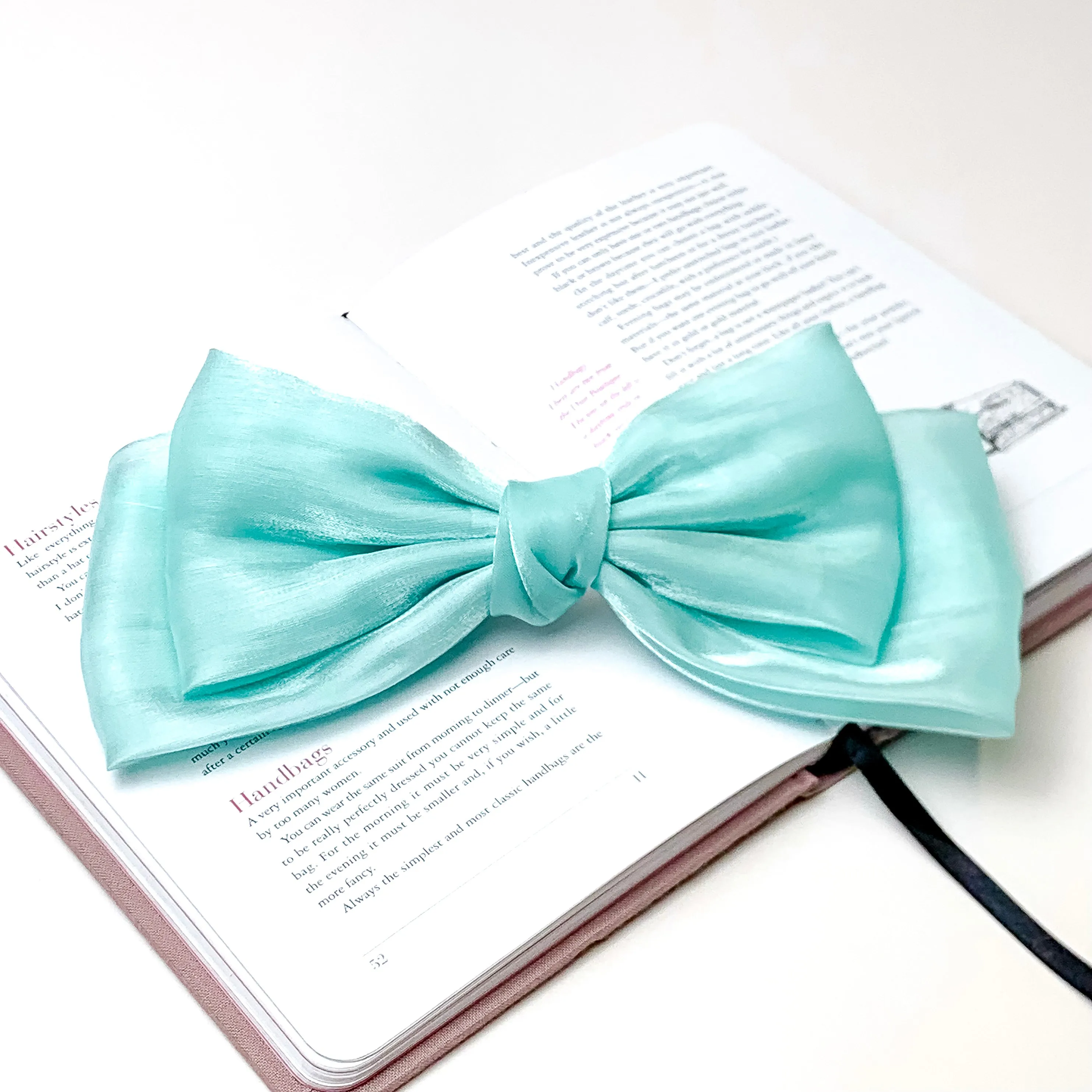 Feelin' Flirty Silk Bow Hair Clip in Mint Blue