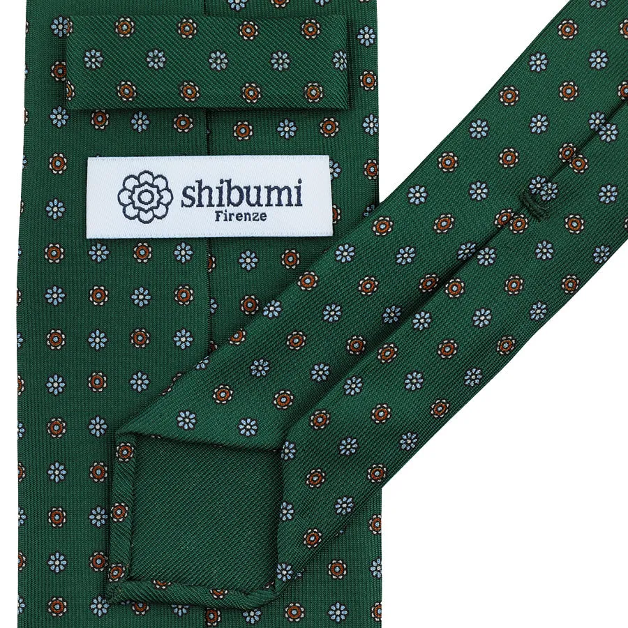 Floral Printed Silk Tie - Forest - Hand-Rolled