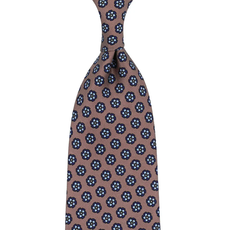 Floral Printed Silk Tie - Hopsack - Hand-Rolled