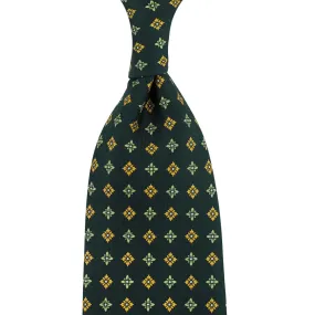 Floral Printed Silk Tie - Madder Green - Hand-Rolled