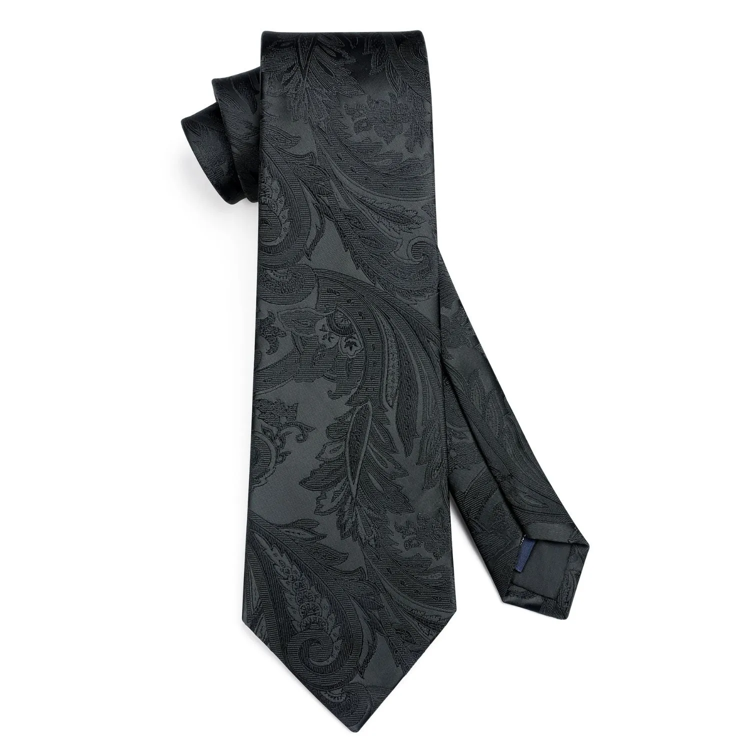 Floral Tie Handkerchief Set - 02A-BLACK-1