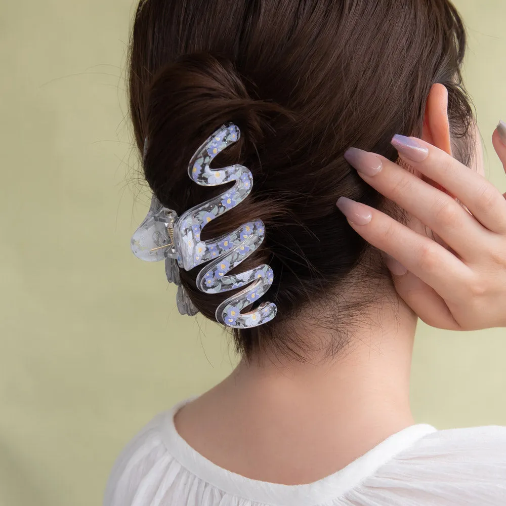 Floral Wave Hair Claw Clip